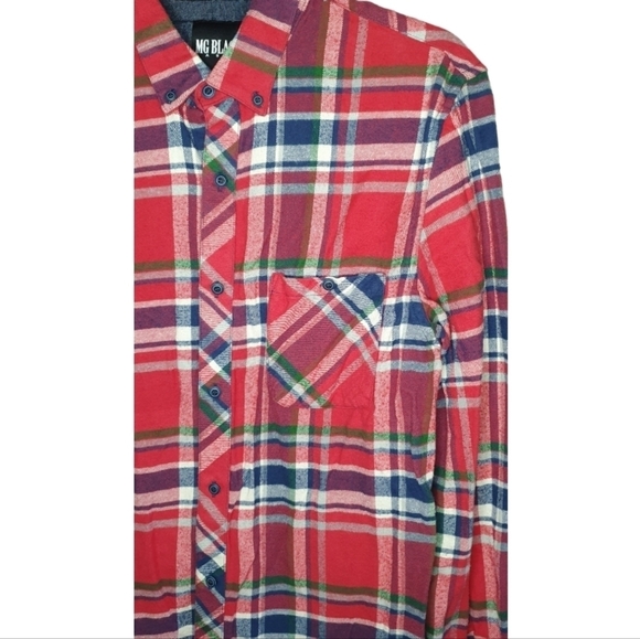 MG BLACK LABEL Plaid Button down Shirt Red Men's Size L - Picture 2 of 8